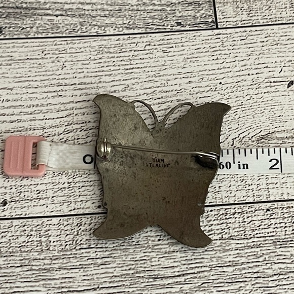 Siam Sterling Silver/Black NIELLO Dancers Butterfly brooch - Picture 9 of 9